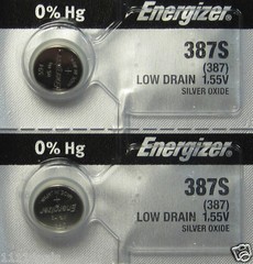 2 pk Energizer 387S Low-Drain 1.55V Silver-Oxide Button Cell Batteries