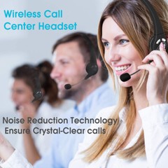 Wireless Bluetooth Headset Noise Cancelling Over the Head Boom w/Mic For Trucker