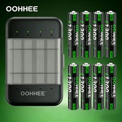 8PCS 1300mWh AAA 1.5V Rechargeable Lithium Batteries + Thin Charging Storage Box