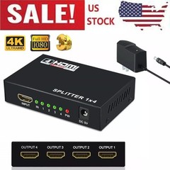 HDMI Splitter 1 In 4 Out 4K UHD HD 1080P 4-Port Repeater Splitter Amplifier 1×4