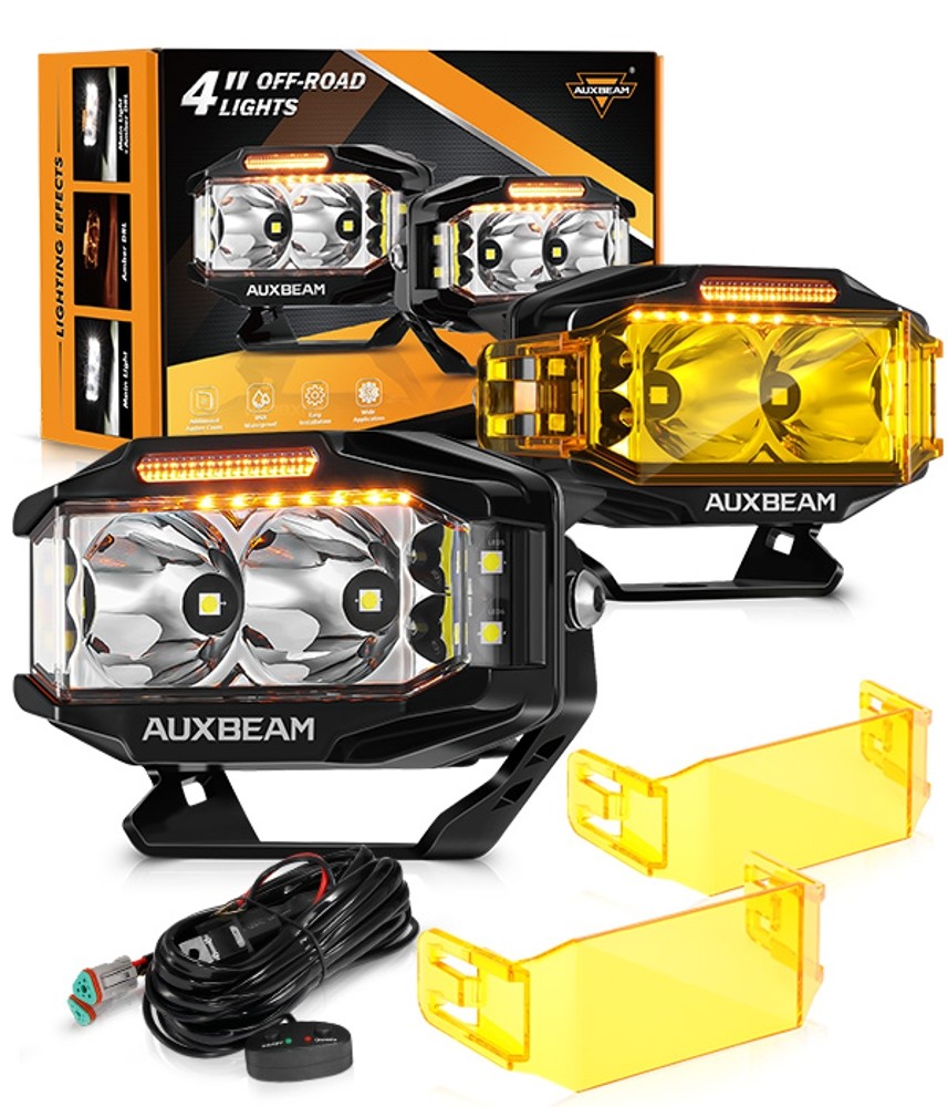 AUXBEAM 4″inch 72W Side Shooter LED Work Pods Lights with Amber DRL Driving Lamp