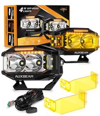 AUXBEAM 4″inch 72W Side Shooter LED Work Pods Lights with Amber DRL Driving Lamp