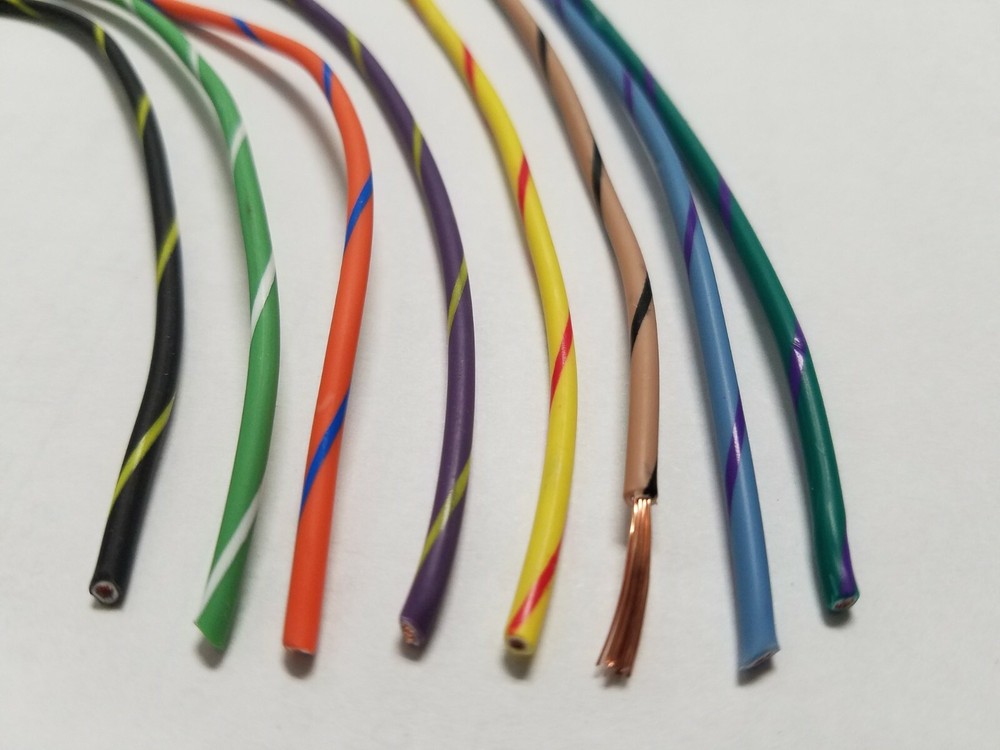 LOT (B) 16 AWG GXL HIGH TEMP AUTOMOTIVE POWER WIRE 8 STRIPED COLORS 25 FT EA