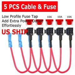 5 PCS SET ADD-A-CIRCUIT 10Amp BLADE STYLE Low Profile MINI FUSE HOLDER FUSE TAP