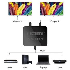 1 In 2 Out Portable HDMI Splitter 1080P 4K 1X2 HDCP Stripper 3D Power Amplifier