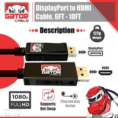 DisplayPort to HDMI Cable Adapter Converter Audio Video PC HDTV Monitor 1080P