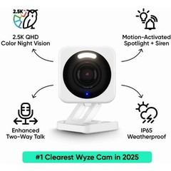 ✅ WYZE Cam V4 2.5k QHD WiFi In/Outdoor Wired Security Camera Color Night Black ✅