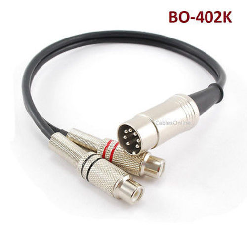 CablesOnline 1ft 7-Pin Din Male to 2-RCA Female Audio Cable