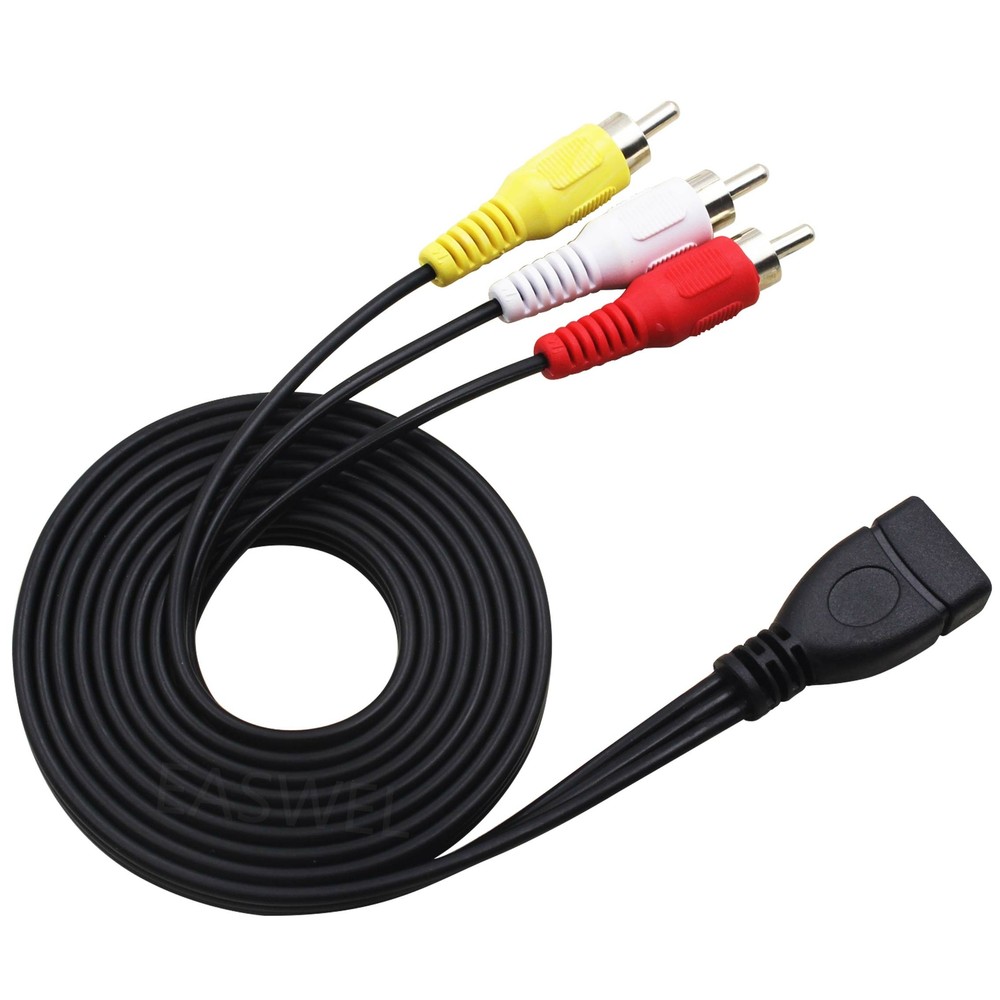 USB 2.0 A Female to 3 RCA Male Audio Video AV Adapter Cable for PC TV S