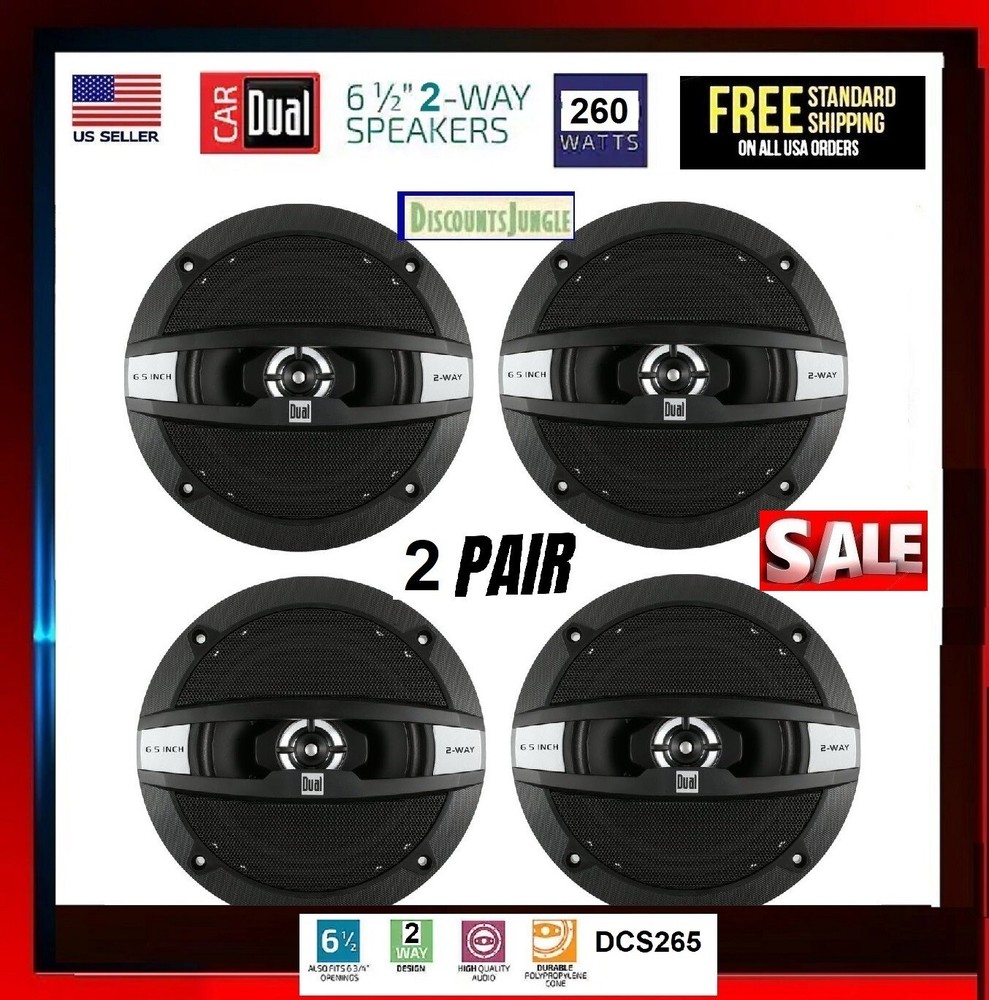 X2 Pair Dual Electronics DCS265 Hi Quality 6.5” Inch 2 Way 130W Car Speakers