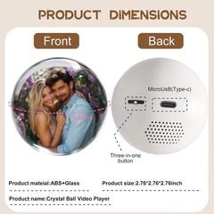 Crystal Ball Video Player Digital Photo Frame USB WiFi MP4 JPG White 2.76in