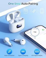 Wireless Earbuds Bluetooth 5.3 Headphones, 40Hrs Playback Stereo Ear A-White