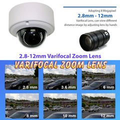 8MP 2160p Ultra HD 4K IP 2.8-12mm Varifocal Zoom PoE IP Dome PoE Security Camera