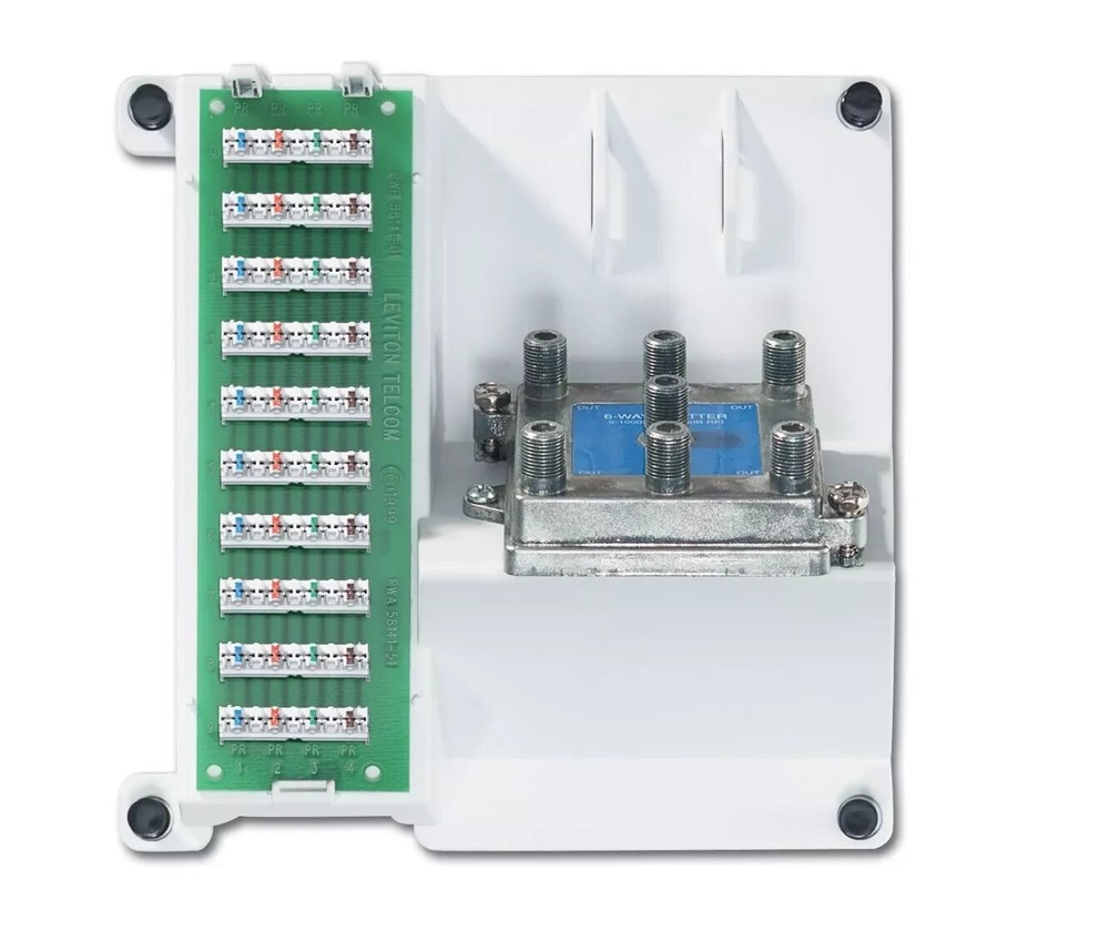 Leviton 105-47603-1G6 Compact Series Telephone & 6-Way Video Panel (2 in Box)