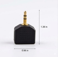 1 Male to 2 Female Gold Plated 3.5mm Y Audio Splitter Headphone Adapter Black Y