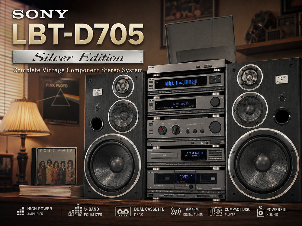 SONY LBT-D705 SILVER 🌈RaRe🌈 Complete Vintage Component Stereo System