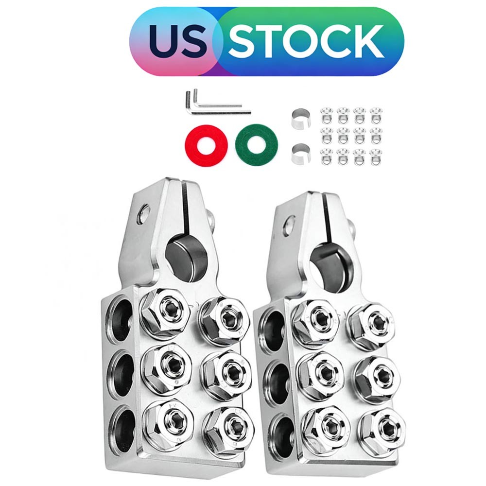 Battery Terminal Clamps 1/0 2 4 8 AWG Gauge 12-Way Connectors Positive Negative