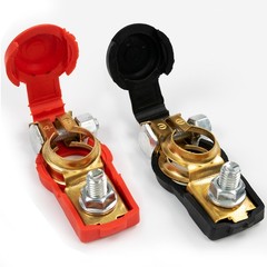 2x Top Post Brass Car Battery Terminal Pole Connector Clamp Quick Disconnect 12V