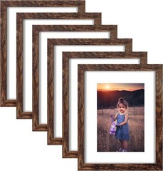 11×14 Picture Frame Rustic Brown Wood Set of 11X14-6PCS,
