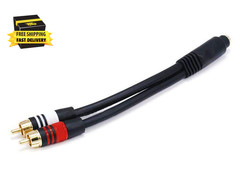 6Inch Premium 3.5Mm Stereo Female to 2RCA Male 22AWG Cable (Gold Plated) – Black