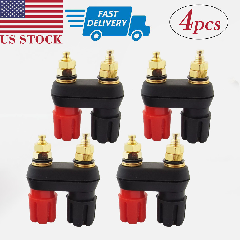 4x Gold Plated 5-way Dual Binding Post Audio Amplifier Terminal 4mm Banana Jack