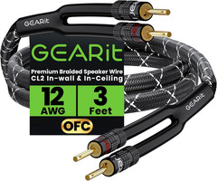12 Gauge Speaker Cable with Banana Plugs 6 Ft,Cl2 Rated OFC Speaker Wire with Go