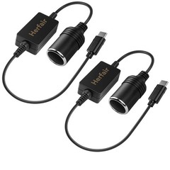 2 Pack USB C Male to 12V Car Cigarette Lighter Socket Female Converter…