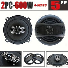 1 Pair 5″/6″ 4-Way 600W Car Coaxial Speakers – Ideal for Car/Truck Doors
