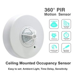 360 Degree Ceiling Occupancy PIR Motion Switch with 3 detectors,10-40ft High …