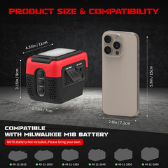 240W Pure Sine Wave Power Inverter for Milwaukee 18V Battery 120V AC LED PD