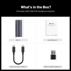 Fosi Audio DS2 USB C to AUX Headphone Amp DAC Dongle Dual Output DSD256 Jack NEW