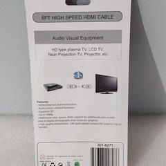 Digital High-Speed HDMI Cable PVC 2160p Black Cord (6 feet) WITH ETHERNET