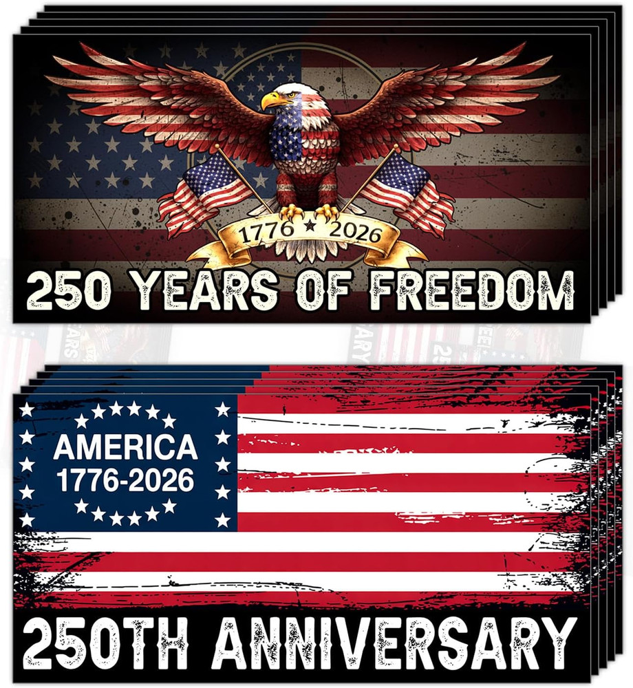 10Pcs 250 Anniversary Bumper Sticker America National Flag Eagle 250 Years of Fr