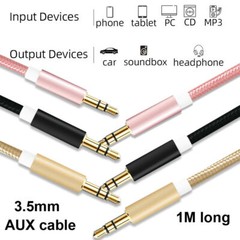 3.5mm Male to Male Stereo Audio AUX Cable Auxiliary Cord for PC iPod CAR iPhone