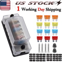 6 Way Auto Car Marine Fuse Box Block Holder Board Kit Waterproof 12V