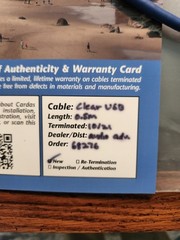 Cardas Clear USB A-B Digital Cable .5m / 20in ,Org Paperwork Is Incl. XLT Cnd!