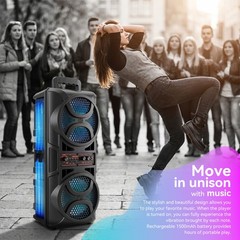 Portable Bluetooth Speaker Sub 3000W woofer Heavy Bass Sound System Party+Remote