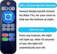 2PC Backlit Remote for Roku TV TCL/Hisense/Philips/Onn/Element/Sharp/Westinghous