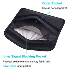 Wisdompro Faraday Bag, RFID Signal 9.5 x 5.5 inches, Black (9.5 x 5.5)