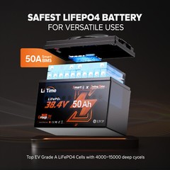 LiTime 36V 50Ah Bluetooth Group31 LiFePO4 Battery for Trolling Motor-refurbished