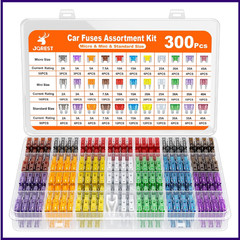 300Pcs Car Fuse Assortment Kit, 160 Mini Blade Fuses Automotive + 90 Standard