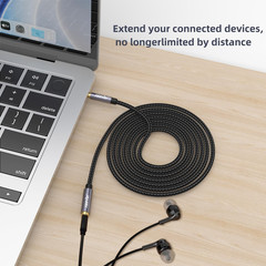 Headphone Extension Cable 4 Pole 3.5mm Stereo Jack Male to Female Aux Ext 15FT
