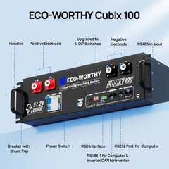 ECO-WORTHY 5120Wh 48V 100AH LiFePO4 Lithium Battery UL1973& UL9540A& CEC Listed.