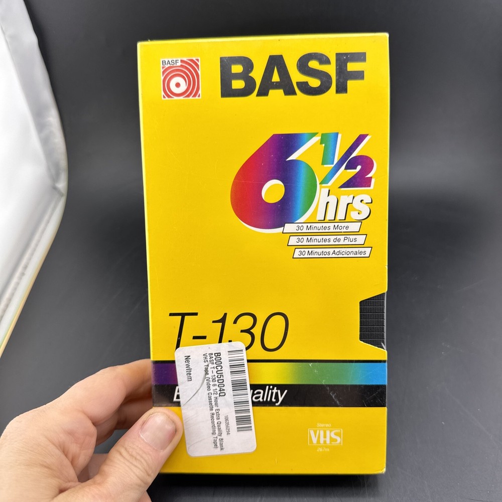 BASF Extra Quality T-130 VHS Video Tape 6-1/2 hours New Sealed Blank Retro VCR📦
