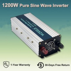 1200W Pure Sine Wave Inverter Power Converter 12V to 120V Truck Camp Car RV Home