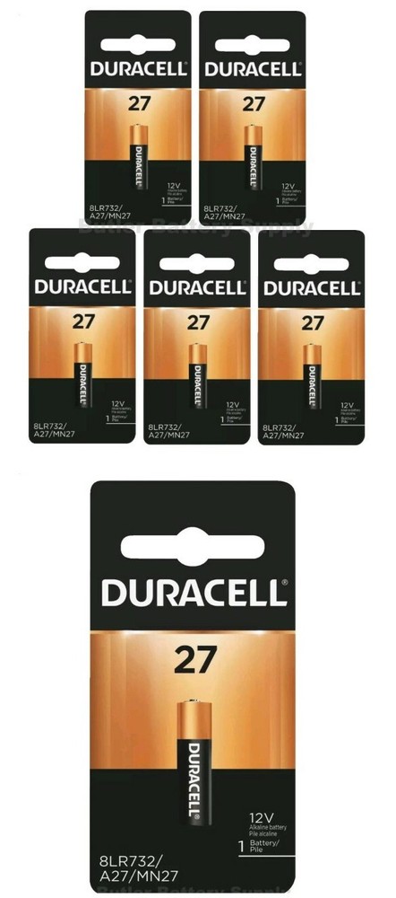 6 Pack 27 Duracell 12V Alkaline Batteries (A27, MN27, GP27A, 8LR732, 27A, L828)