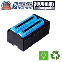 2x 3.7V 3000mAh Multipurpose Li-ion Batteries Rechargeable Battery+Dual Charger