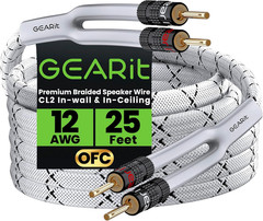 12 Gauge Speaker Cable with Banana Plugs 6 Ft,Cl2 Rated OFC Speaker Wire with Go