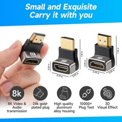8K 90 Degree HDMI 2.1 2 Pack, (Up & Down) 90 Male to Female