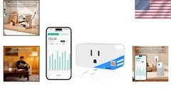 15A Energy Monitoring Wi-Fi Smart Plug – Voice Command Enabled, Compact Design